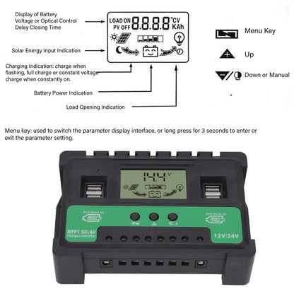 Solar Controller 12V 24V Charge Discharge PV Regulator LCD Display Dual USB Output 30A V1294-YM3114220096311-0421