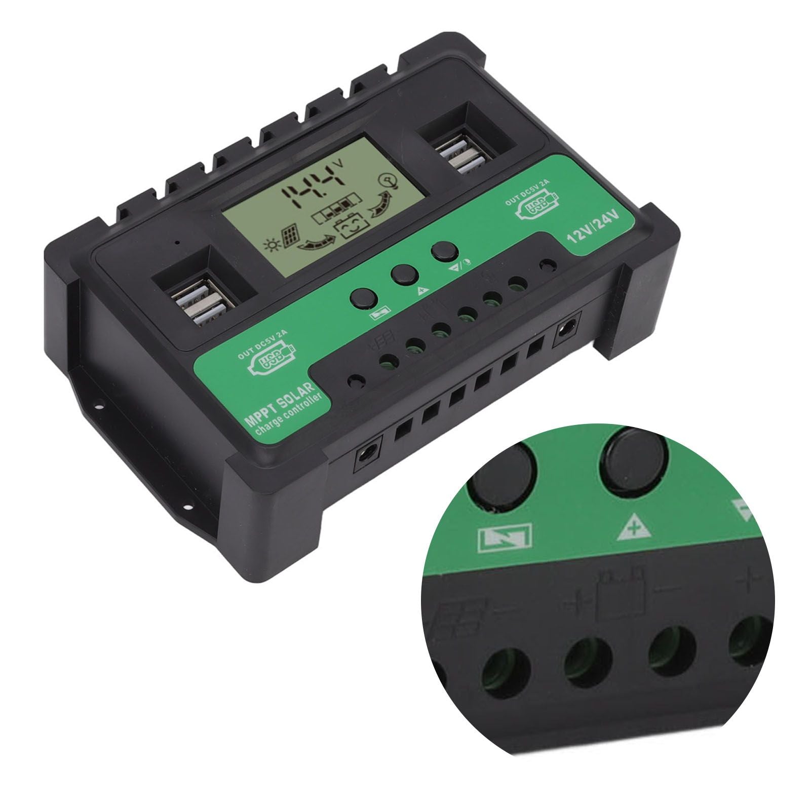 Solar Controller 12V 24V Charge Discharge PV Regulator LCD Display Dual USB Output 30A V1294-YM3114220096311-0421