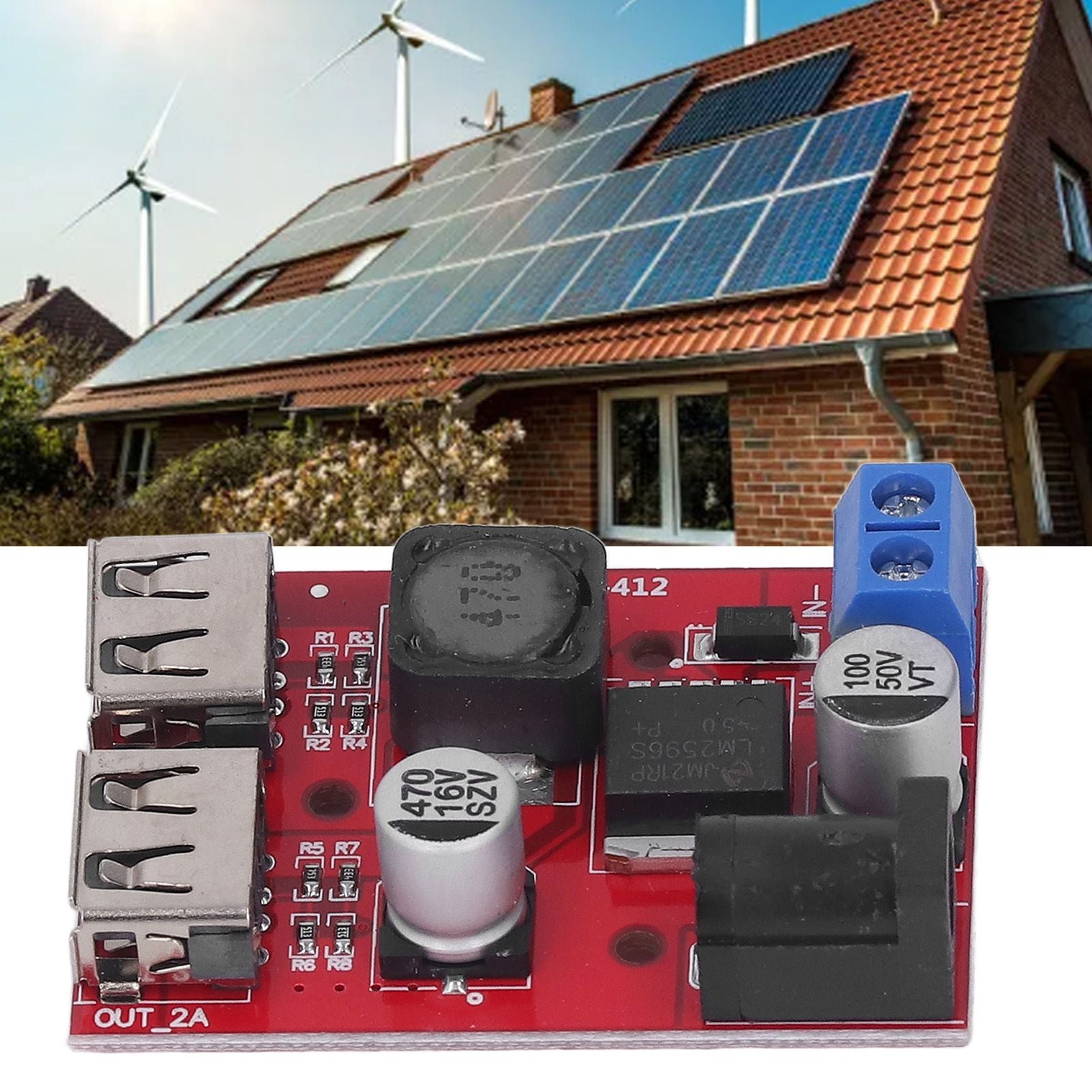 DC 6V-30V to 5V Solar Controller Circuit Board Voltage Stabilizing Controller Solar Power Buck USB Circuit V1294-YM3114220096611-0421