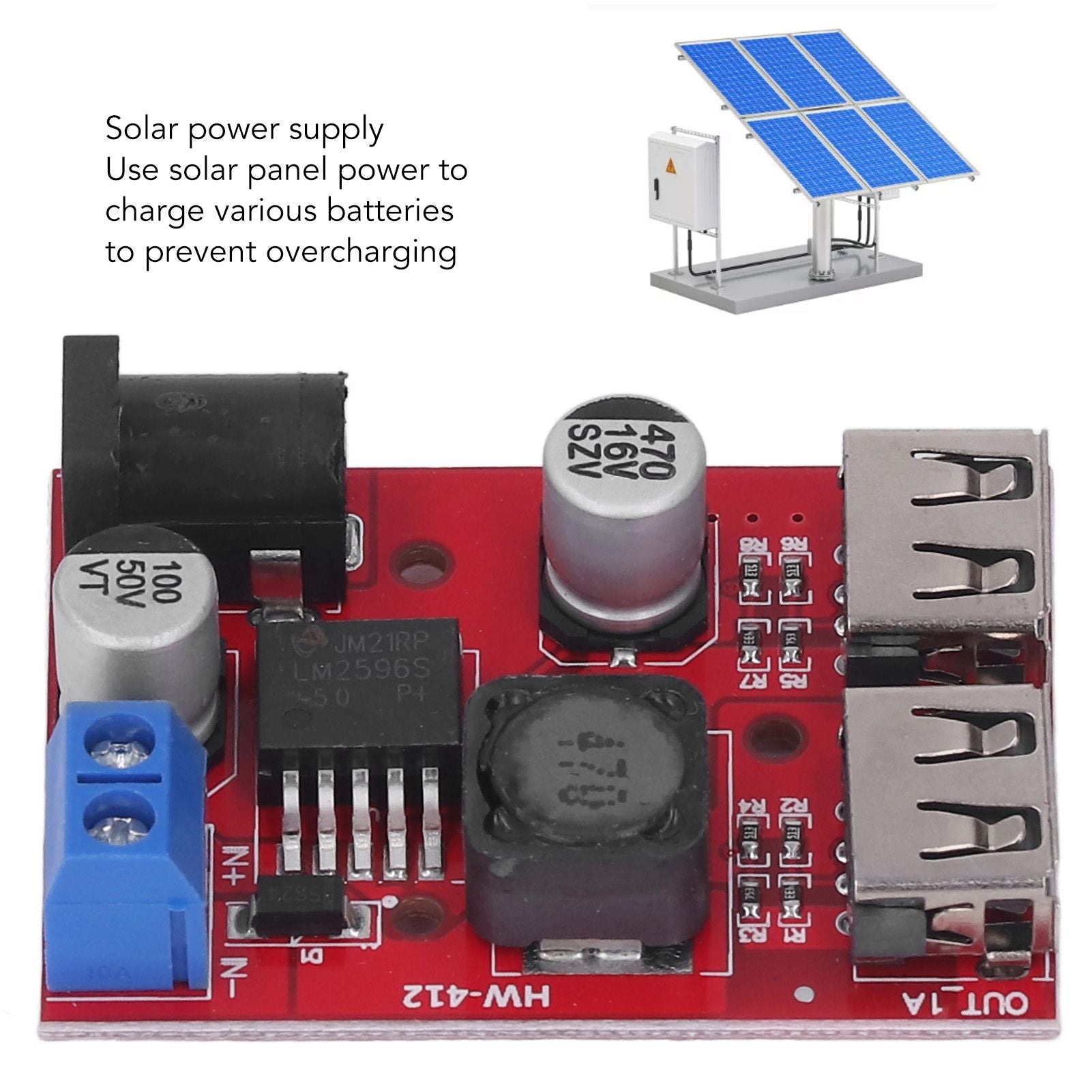 DC 6V-30V to 5V Solar Controller Circuit Board Voltage Stabilizing Controller Solar Power Buck USB Circuit V1294-YM3114220096611-0421