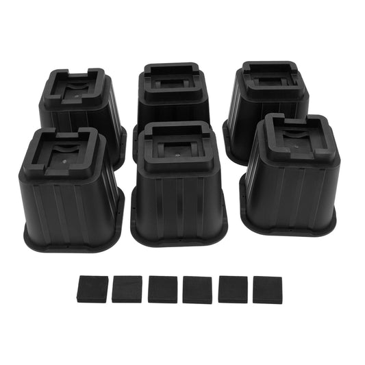 6Pcs Furniture Risers Multifunction 5in Height Black Plastic Furniture Leg Extender for Office Home Sofa V1294-YM3114220096911-0421