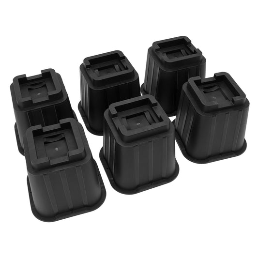 6Pcs Furniture Risers Multifunction 5in Height Black Plastic Furniture Leg Extender for Office Home Sofa V1294-YM3114220096911-0421