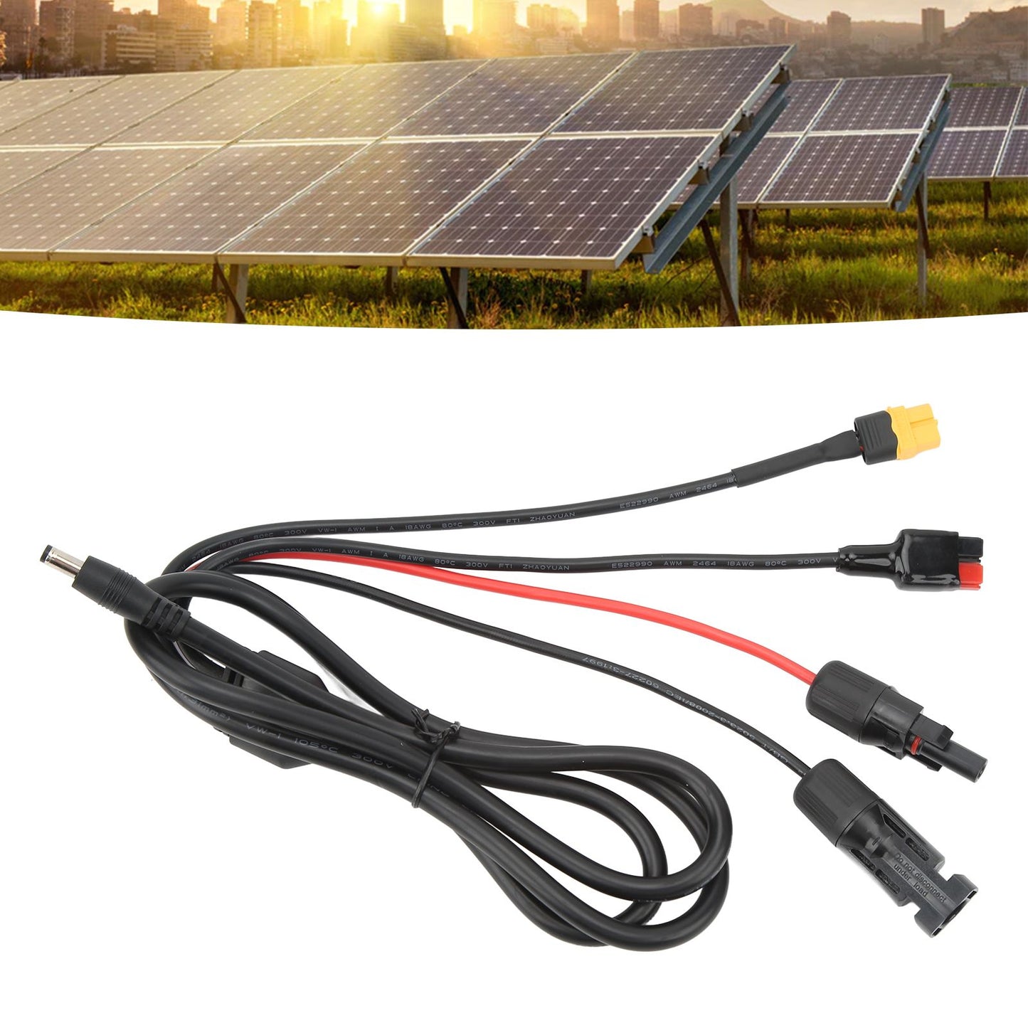 1 to 4 Solar Panel Plug to DC 5.5x2.1mm Adapter Extension Power Cable Solar Panel Charger Connecting Cable V1294-YM3114220097111-0421