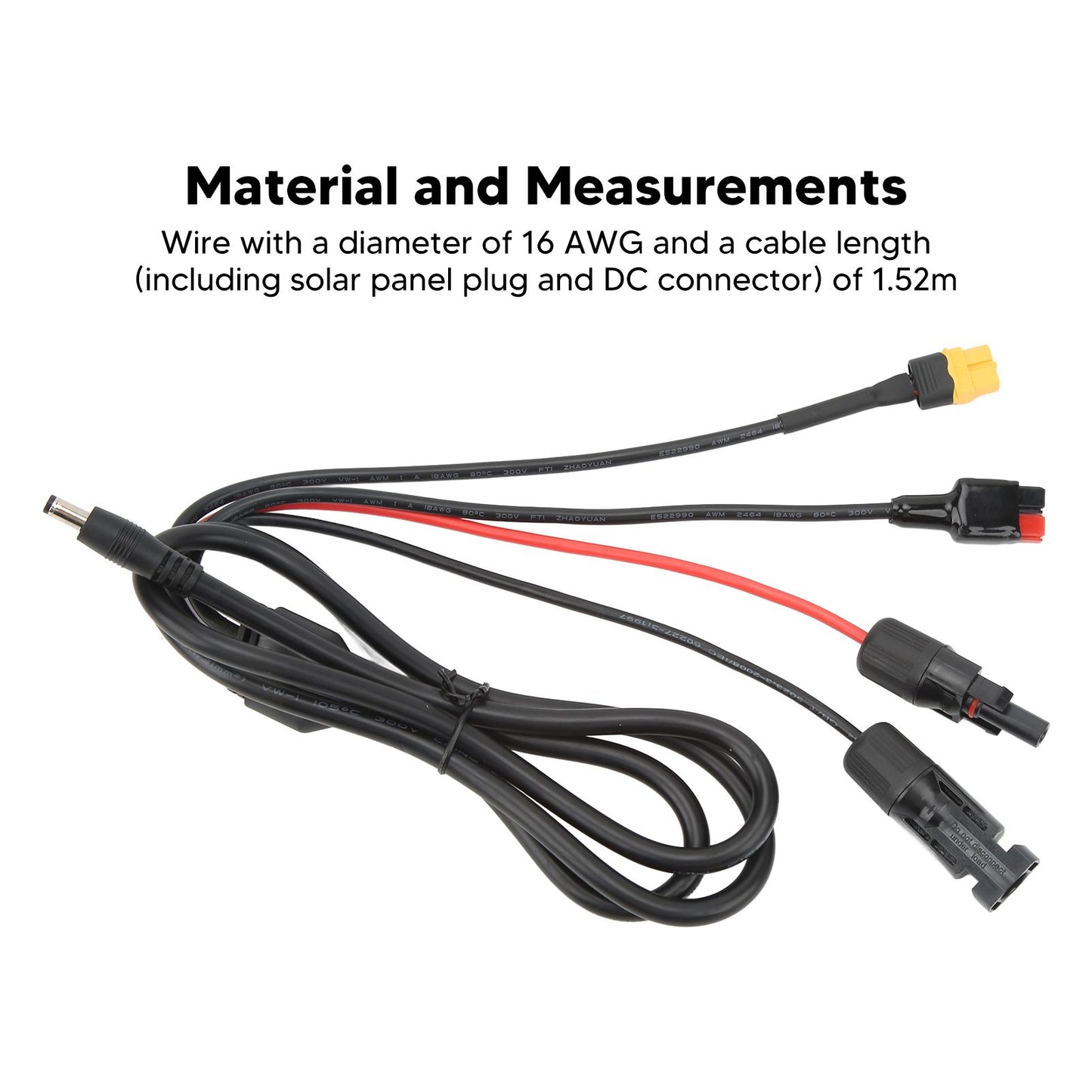 1 to 4 Solar Panel Plug to DC 5.5x2.1mm Adapter Extension Power Cable Solar Panel Charger Connecting Cable V1294-YM3114220097111-0421