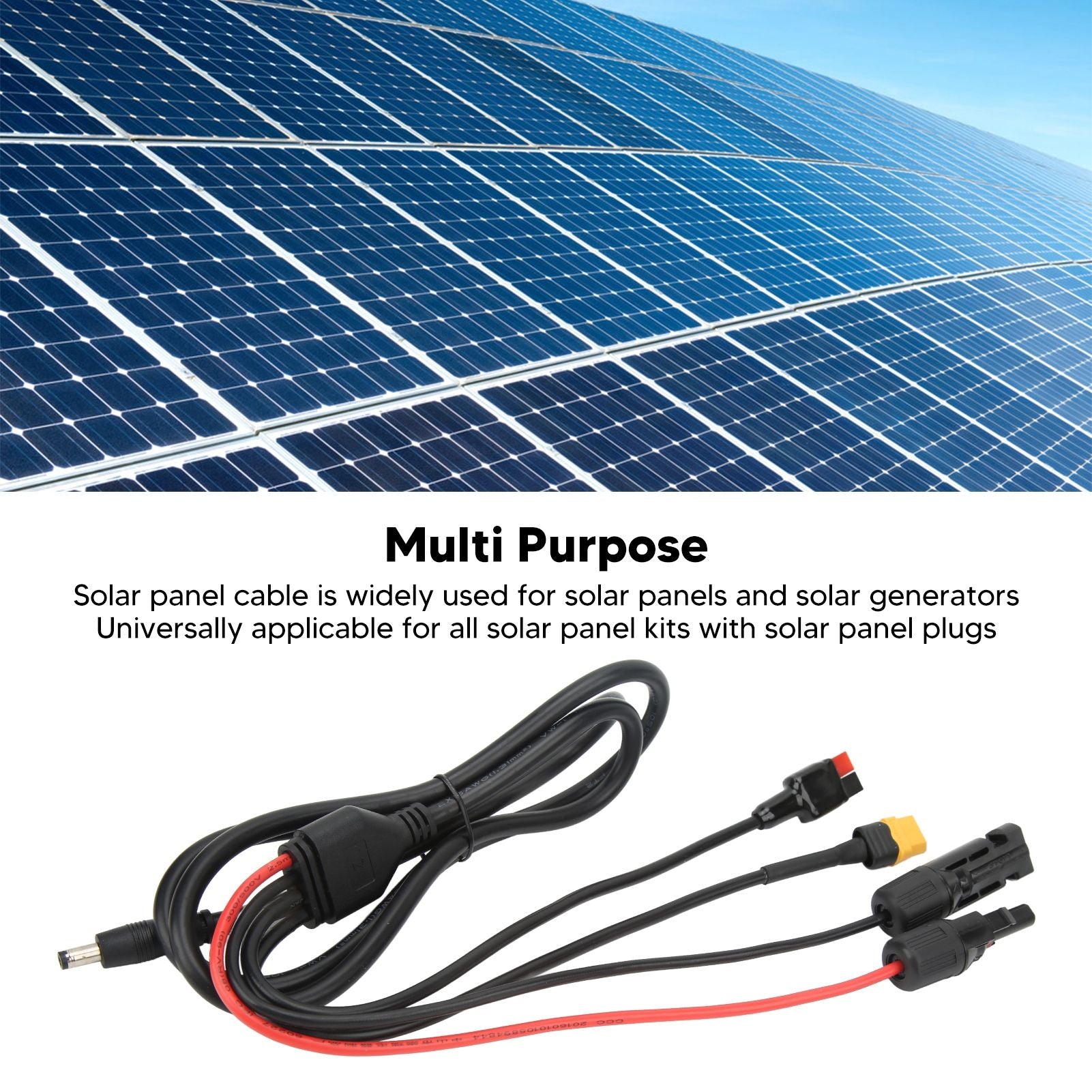 1 to 4 Solar Panel Plug to DC 5.5x2.1mm Adapter Extension Power Cable Solar Panel Charger Connecting Cable V1294-YM3114220097111-0421