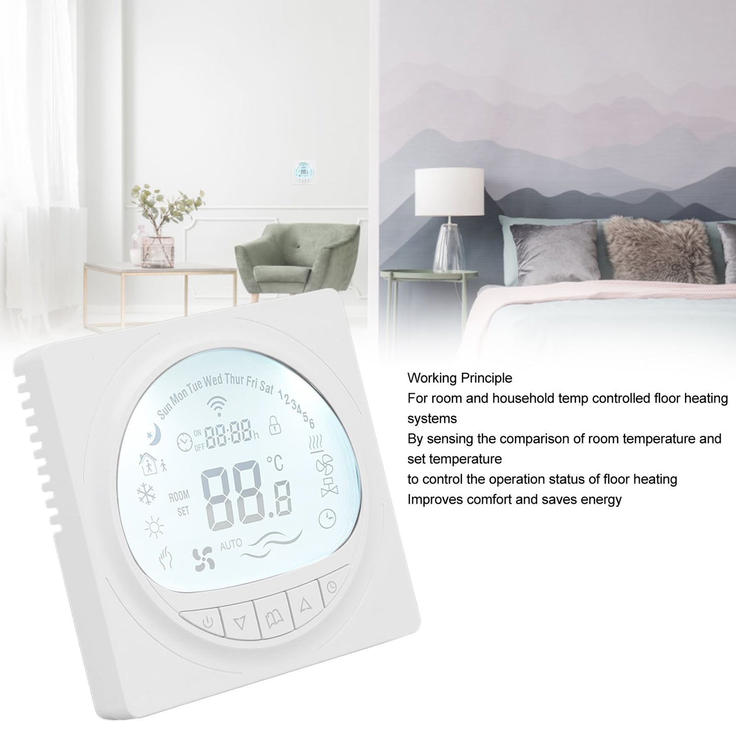 Floor Heating Thermostat Programmable Large LCD Display Plumbing Temperature Controller with 485 V1294-YM3114220098311-0421