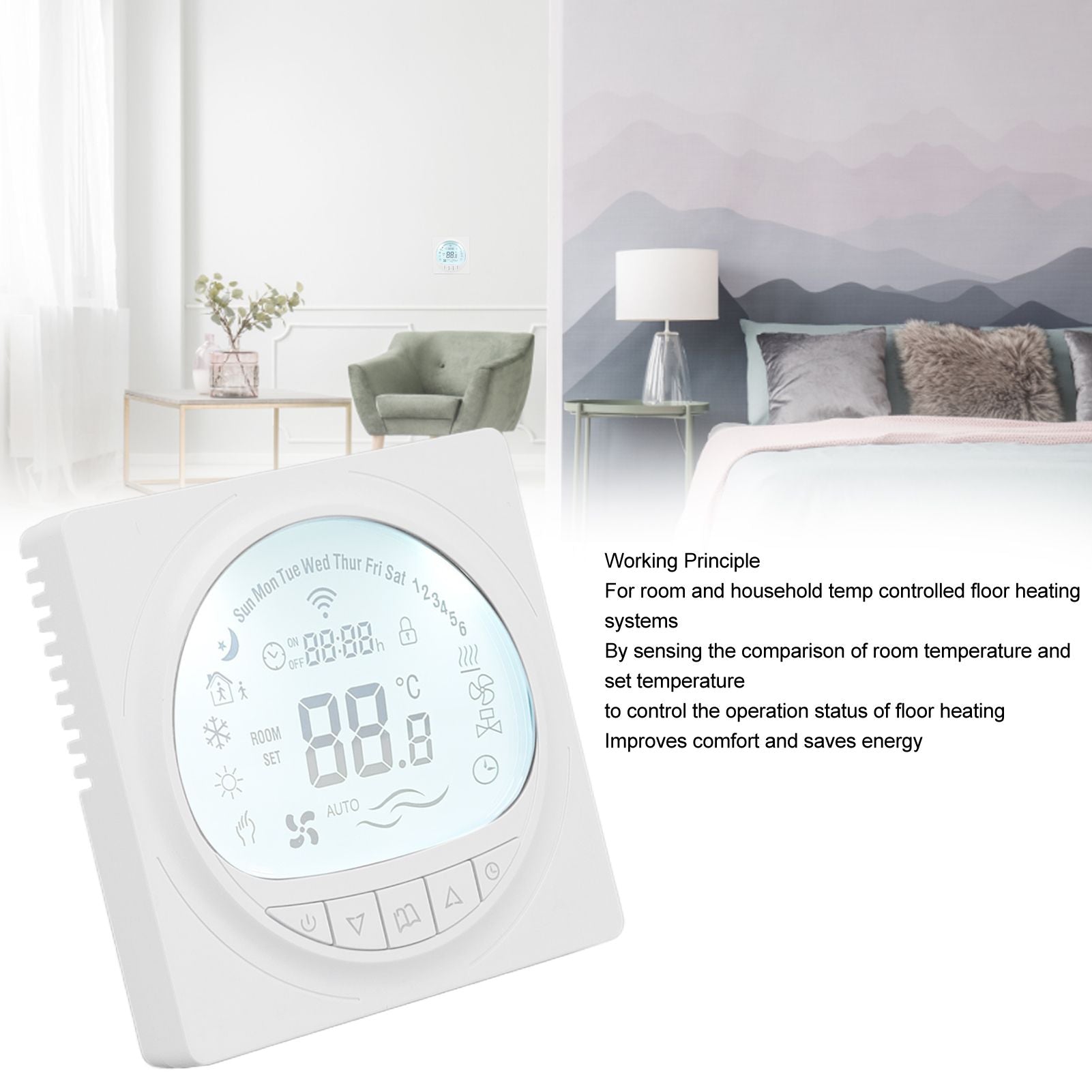 Floor Heating Thermostat Programmable Large LCD Display Plumbing Temperature Controller with 485 V1294-YM3114220098311-0421