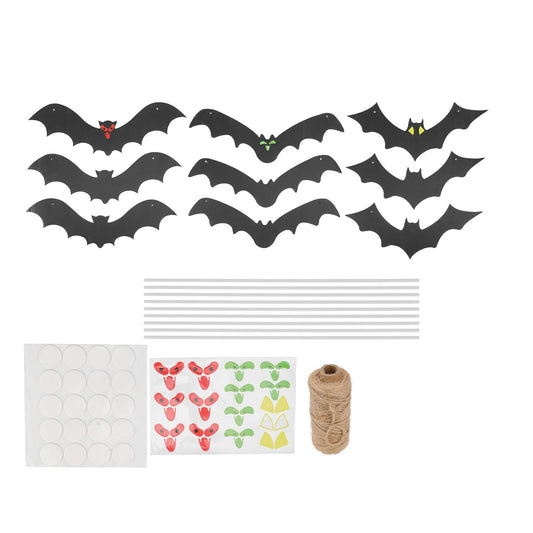 9 PCS Hanging Bats Decoration Courtyard Halloween Party Festival Flying Bats Hanging Ornaments V1294-YM3115220095611-0421