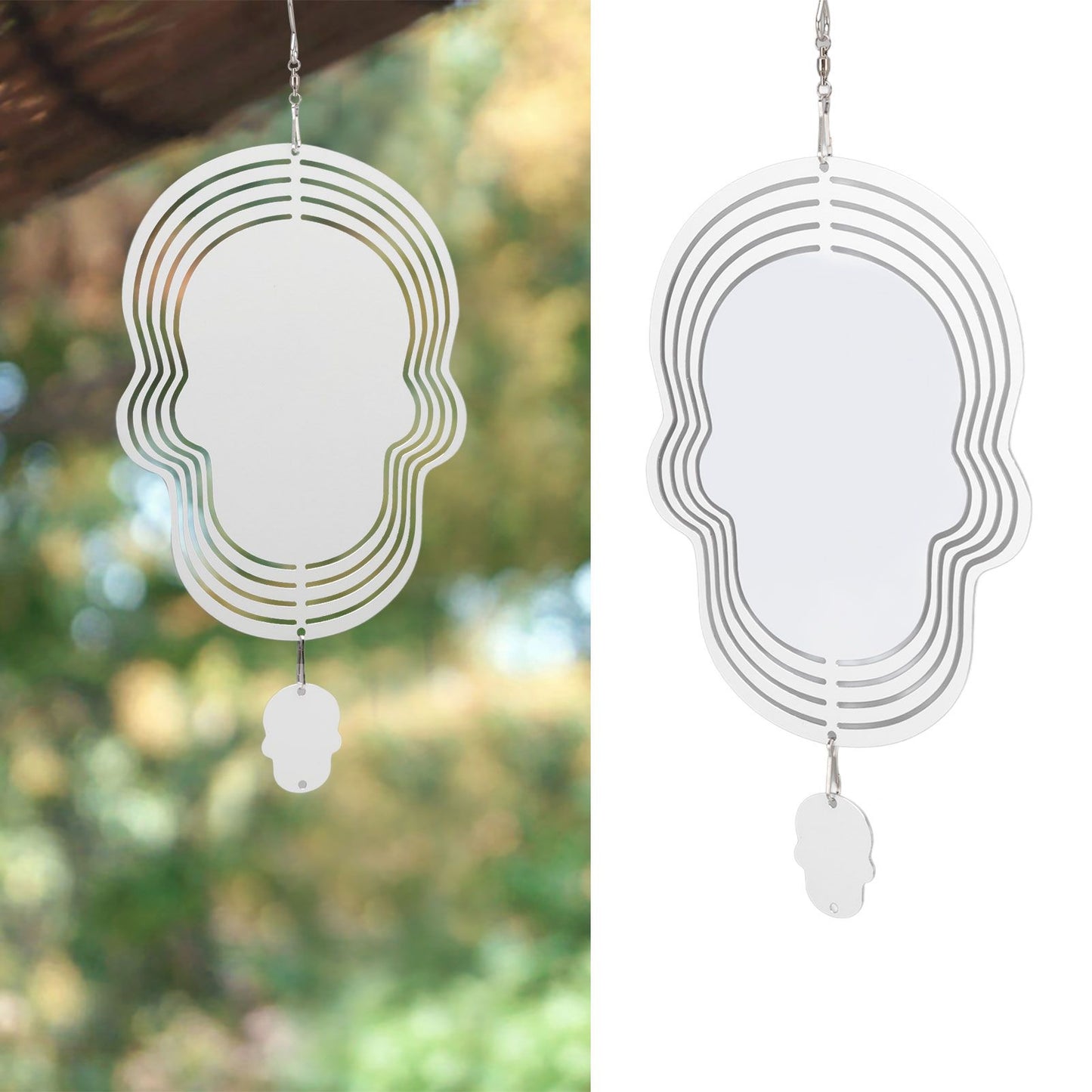 Wind Chime White Simple Delicate Decorative Weather Resistance Ornament for Lamp Tree Wall Skull Pattern V1294-YM3115220095711-0421