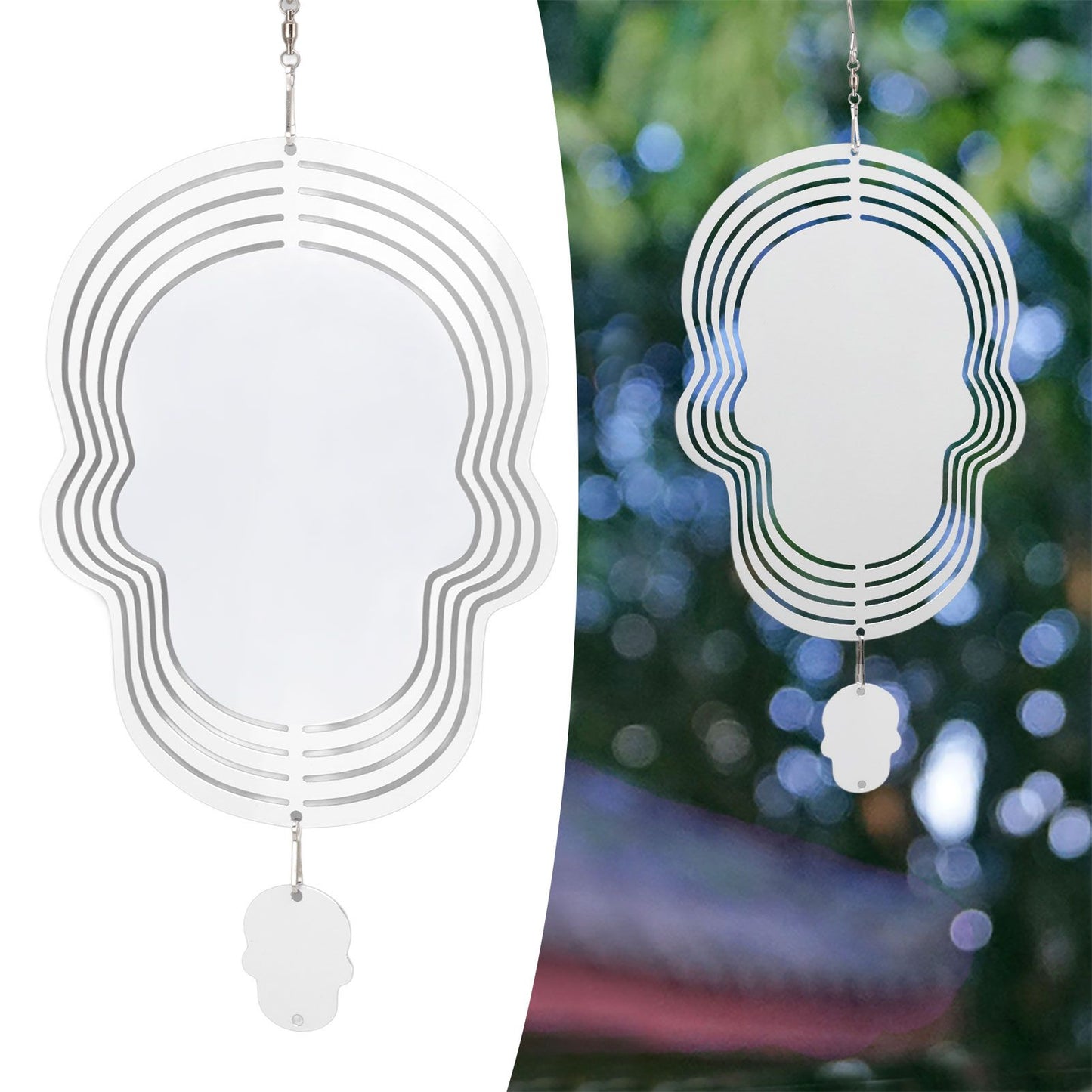Wind Chime White Simple Delicate Decorative Weather Resistance Ornament for Lamp Tree Wall Skull Pattern V1294-YM3115220095711-0421