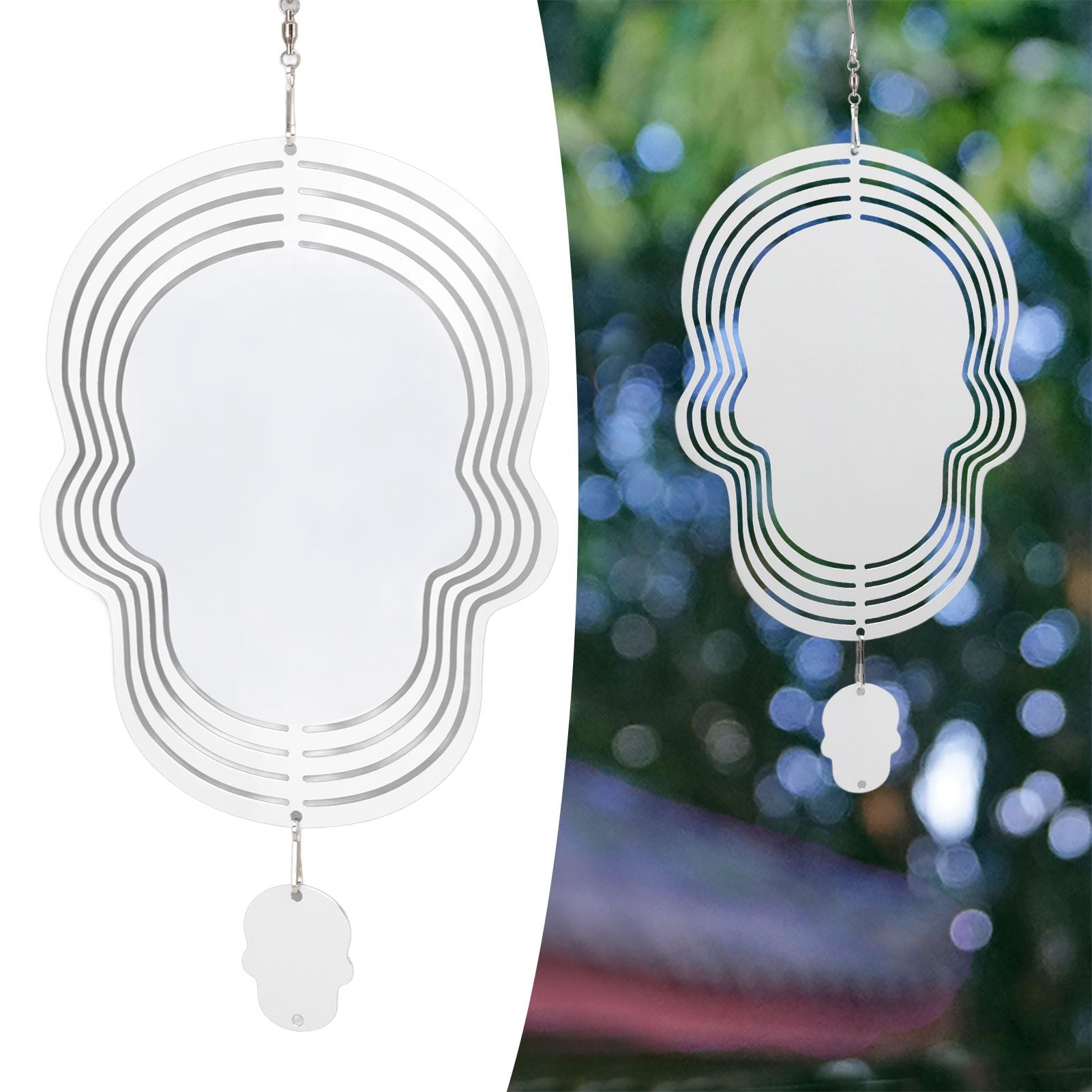 Wind Chime White Simple Delicate Decorative Weather Resistance Ornament for Lamp Tree Wall Skull Pattern V1294-YM3115220095711-0421