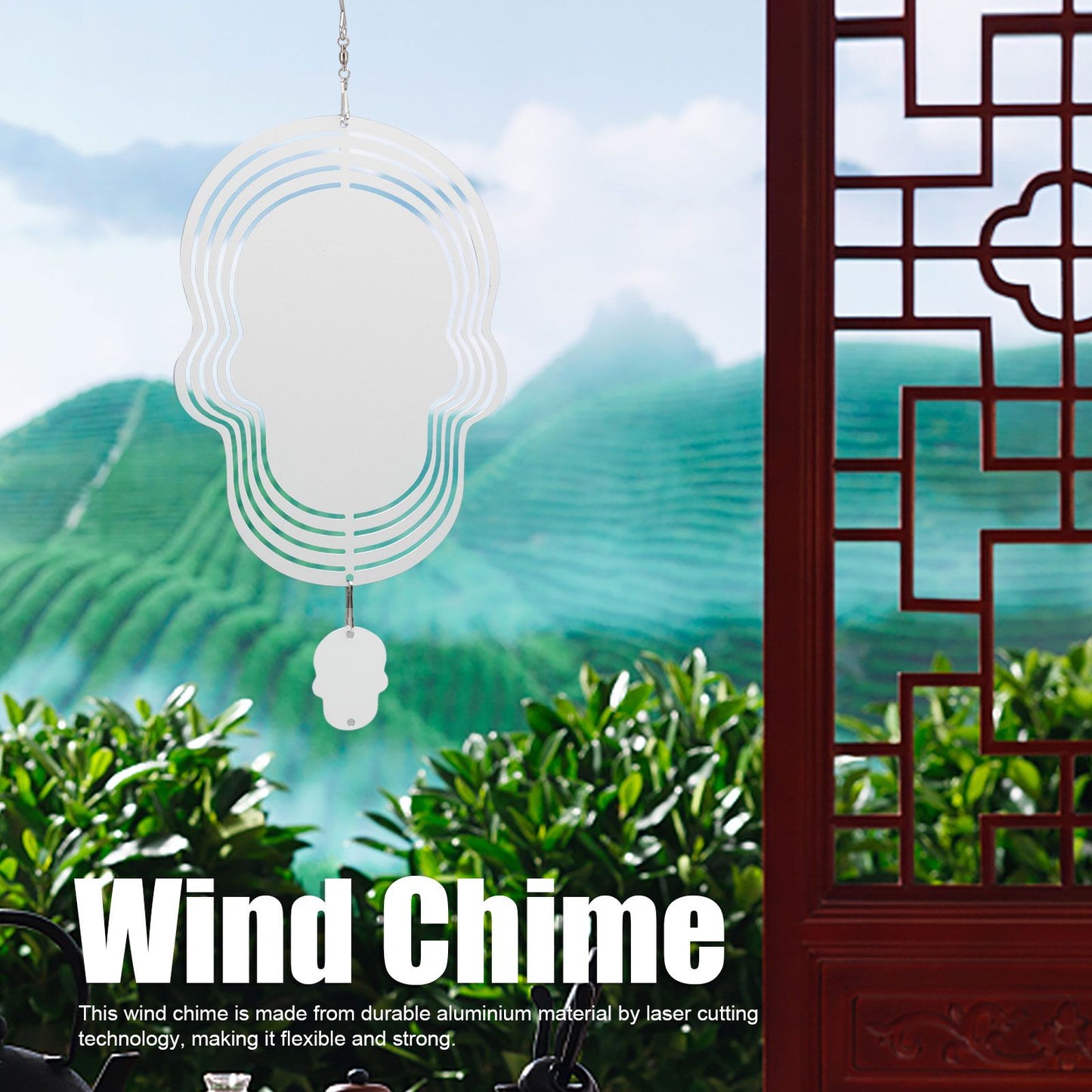 Wind Chime White Simple Delicate Decorative Weather Resistance Ornament for Lamp Tree Wall Skull Pattern V1294-YM3115220095711-0421