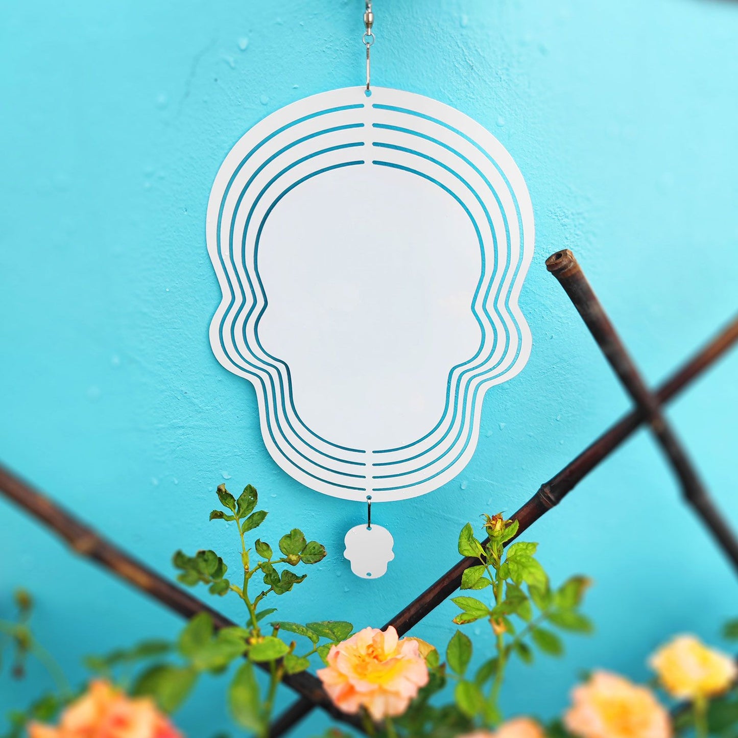 Wind Chime White Simple Delicate Decorative Weather Resistance Ornament for Lamp Tree Wall Skull Pattern V1294-YM3115220095711-0421