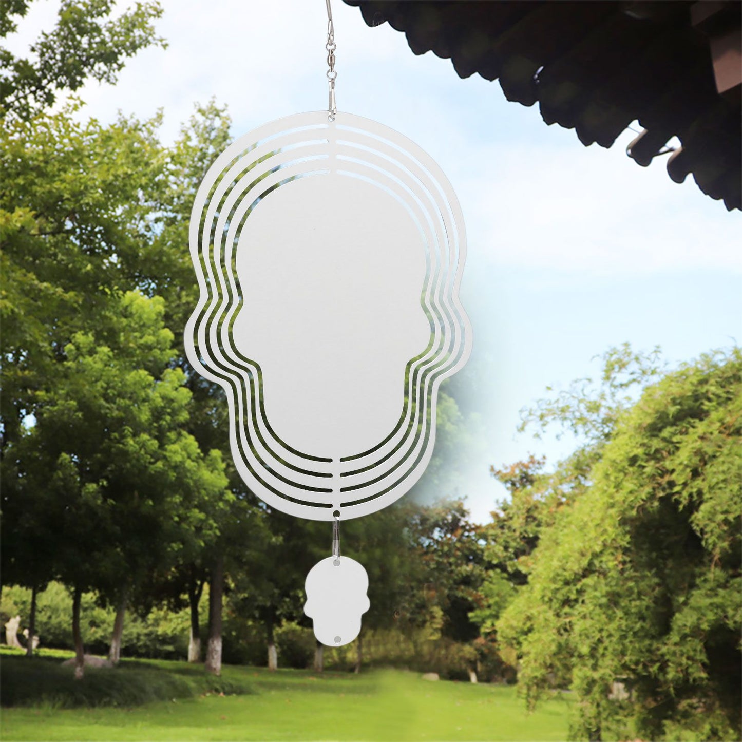 Wind Chime White Simple Delicate Decorative Weather Resistance Ornament for Lamp Tree Wall Skull Pattern V1294-YM3115220095711-0421