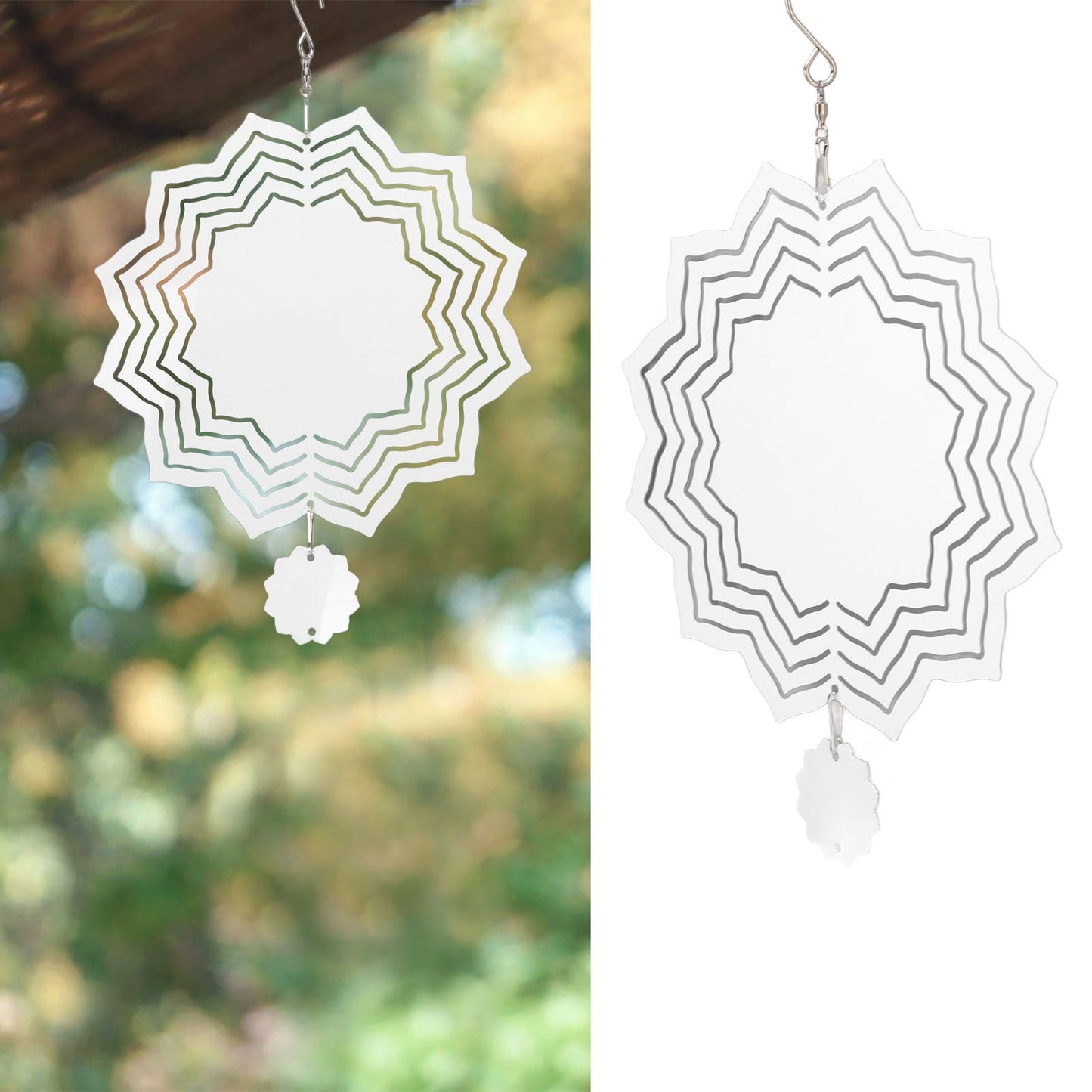 Wind Chime White Simple Delicate Decorative Weather Resistance Ornament for Lamp Tree Wall Lotus Pattern V1294-YM3115220095713-0421