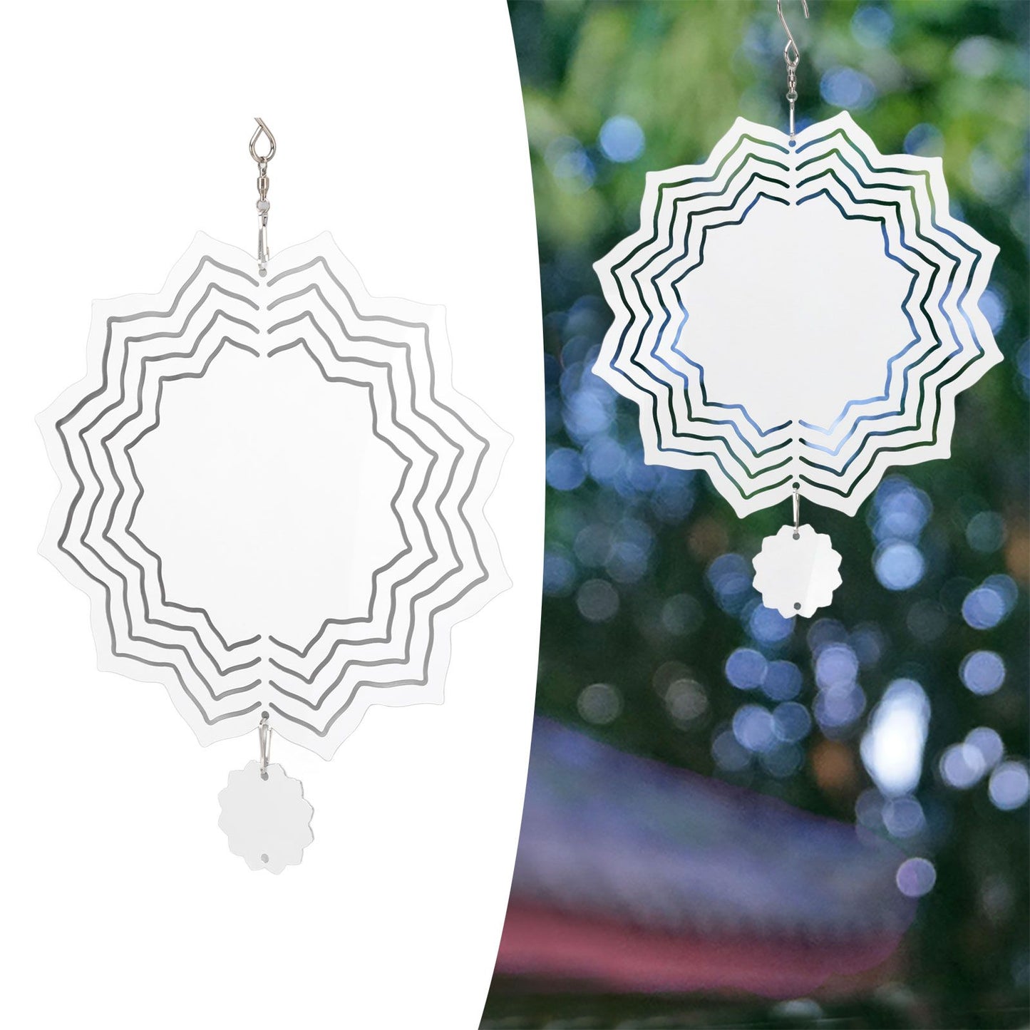 Wind Chime White Simple Delicate Decorative Weather Resistance Ornament for Lamp Tree Wall Lotus Pattern V1294-YM3115220095713-0421
