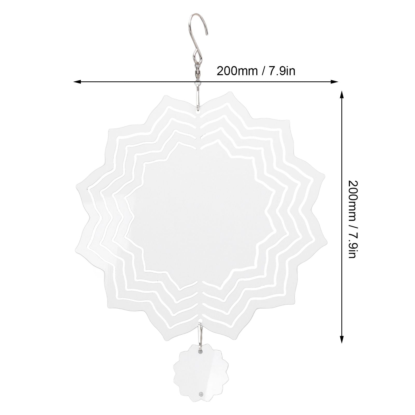 Wind Chime White Simple Delicate Decorative Weather Resistance Ornament for Lamp Tree Wall Lotus Pattern V1294-YM3115220095713-0421