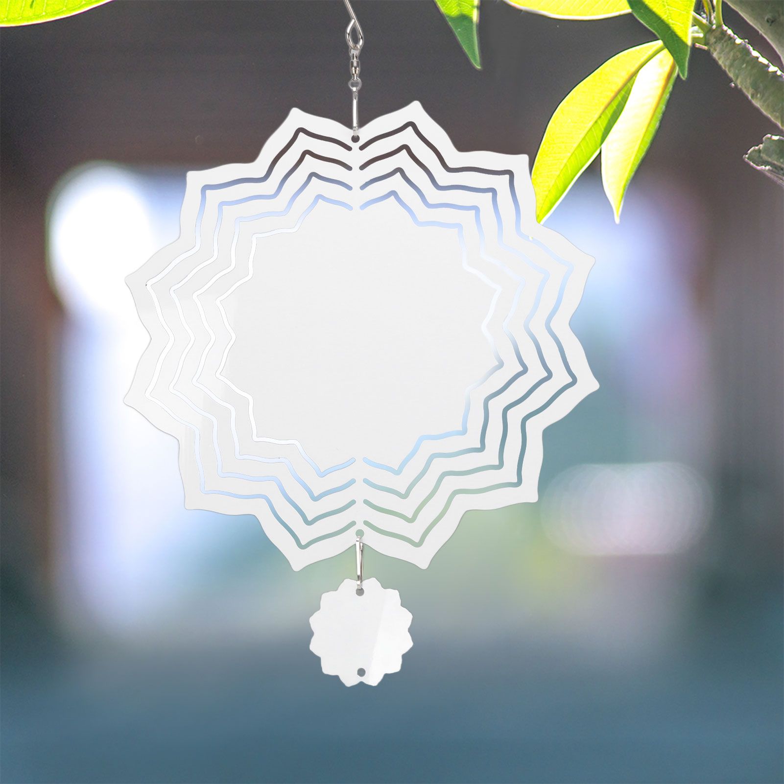 Wind Chime White Simple Delicate Decorative Weather Resistance Ornament for Lamp Tree Wall Lotus Pattern V1294-YM3115220095713-0421