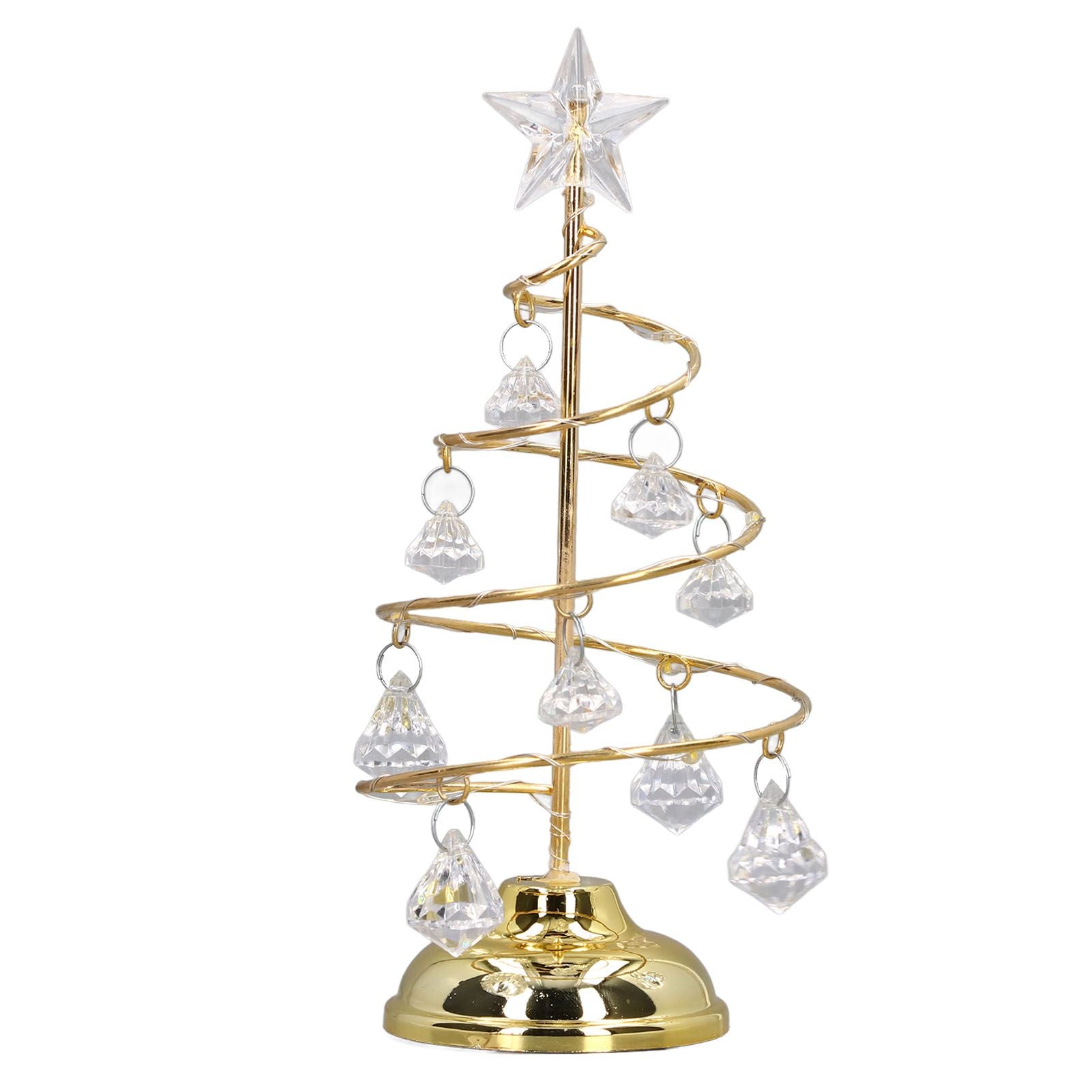 LED Christmas Tree Lamp Small Crystal Decorative Iron Tree Night Light Ornament for Gift Golden Warm Light V1294-YM3115220096511-0421