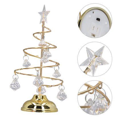 LED Christmas Tree Lamp Small Crystal Decorative Iron Tree Night Light Ornament for Gift Golden Warm Light V1294-YM3115220096511-0421