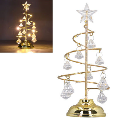 LED Christmas Tree Lamp Small Crystal Decorative Iron Tree Night Light Ornament for Gift Golden Warm Light V1294-YM3115220096511-0421