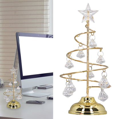 LED Christmas Tree Lamp Small Crystal Decorative Iron Tree Night Light Ornament for Gift Golden Warm Light V1294-YM3115220096511-0421