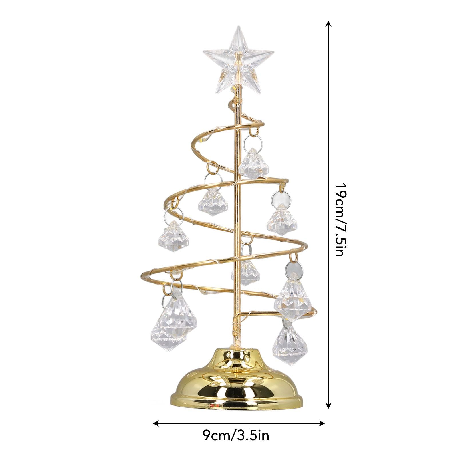 LED Christmas Tree Lamp Small Crystal Decorative Iron Tree Night Light Ornament for Gift Golden Warm Light V1294-YM3115220096511-0421