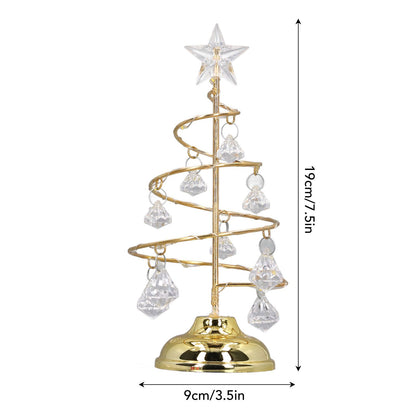 LED Christmas Tree Lamp Small Crystal Decorative Iron Tree Night Light Ornament for Gift Golden Warm Light V1294-YM3115220096511-0421