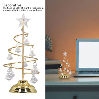 LED Christmas Tree Lamp Small Crystal Decorative Iron Tree Night Light Ornament for Gift Golden Warm Light V1294-YM3115220096511-0421