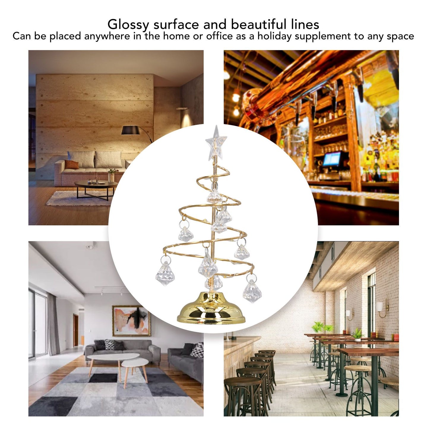 LED Christmas Tree Lamp Small Crystal Decorative Iron Tree Night Light Ornament for Gift Golden Warm Light V1294-YM3115220096511-0421