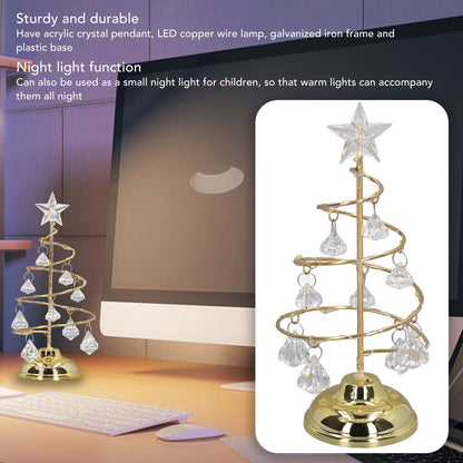 LED Christmas Tree Lamp Small Crystal Decorative Iron Tree Night Light Ornament for Gift Golden Warm Light V1294-YM3115220096511-0421