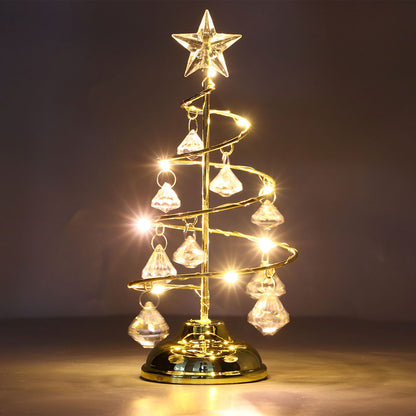LED Christmas Tree Lamp Small Crystal Decorative Iron Tree Night Light Ornament for Gift Golden Warm Light V1294-YM3115220096511-0421