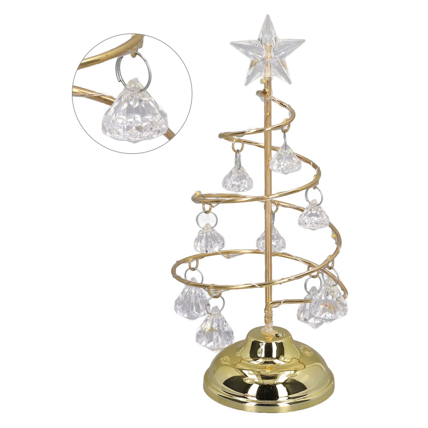 LED Christmas Tree Lamp Small Crystal Decorative Iron Tree Night Light Ornament for Gift Golden Warm Light V1294-YM3115220096511-0421