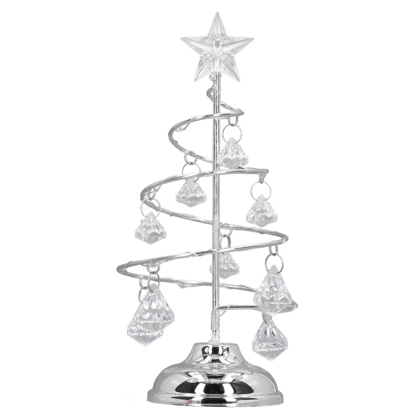 LED Christmas Tree Lamp Small Crystal Decorative Iron Tree Night Light Ornament for Gift Silver White Light V1294-YM3115220096512-0421