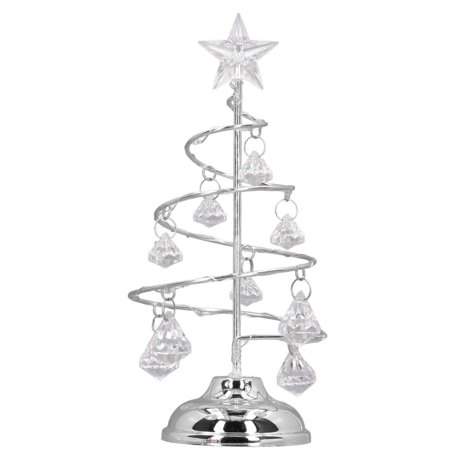 LED Christmas Tree Lamp Small Crystal Decorative Iron Tree Night Light Ornament for Gift Silver White Light V1294-YM3115220096512-0421