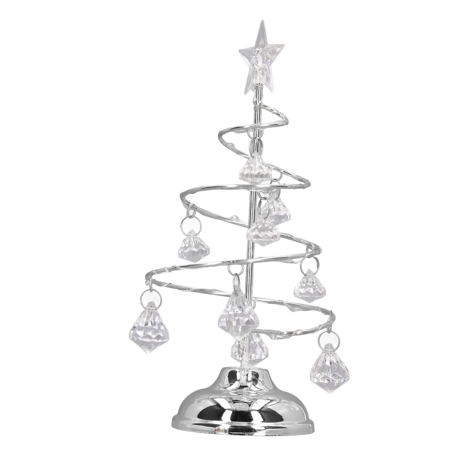 LED Christmas Tree Lamp Small Crystal Decorative Iron Tree Night Light Ornament for Gift Silver White Light V1294-YM3115220096512-0421