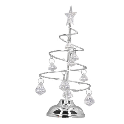 LED Christmas Tree Lamp Small Crystal Decorative Iron Tree Night Light Ornament for Gift Silver White Light V1294-YM3115220096512-0421