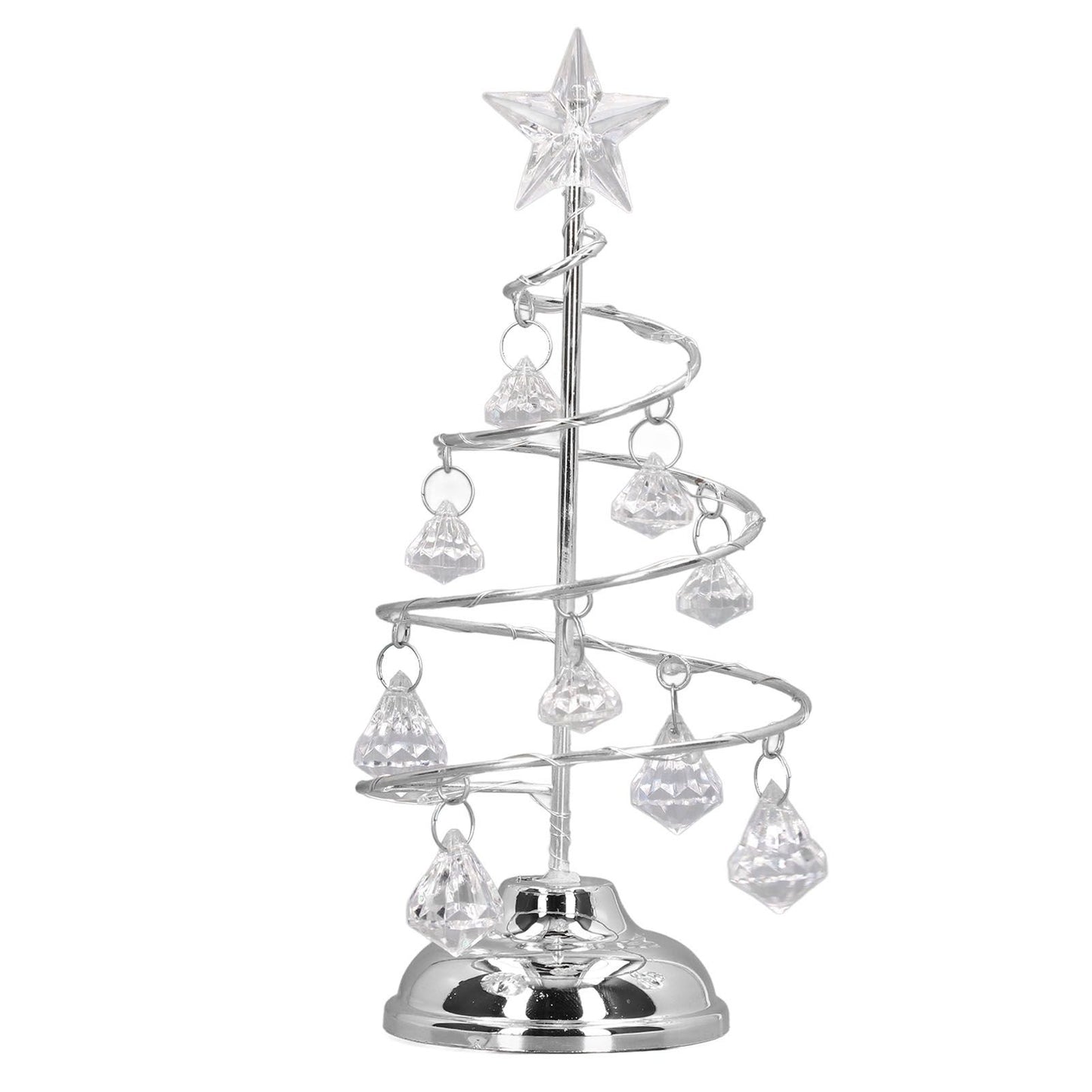 LED Christmas Tree Lamp Small Crystal Decorative Iron Tree Night Light Ornament for Gift Silver White Light V1294-YM3115220096512-0421