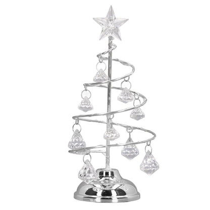 LED Christmas Tree Lamp Small Crystal Decorative Iron Tree Night Light Ornament for Gift Silver White Light V1294-YM3115220096512-0421