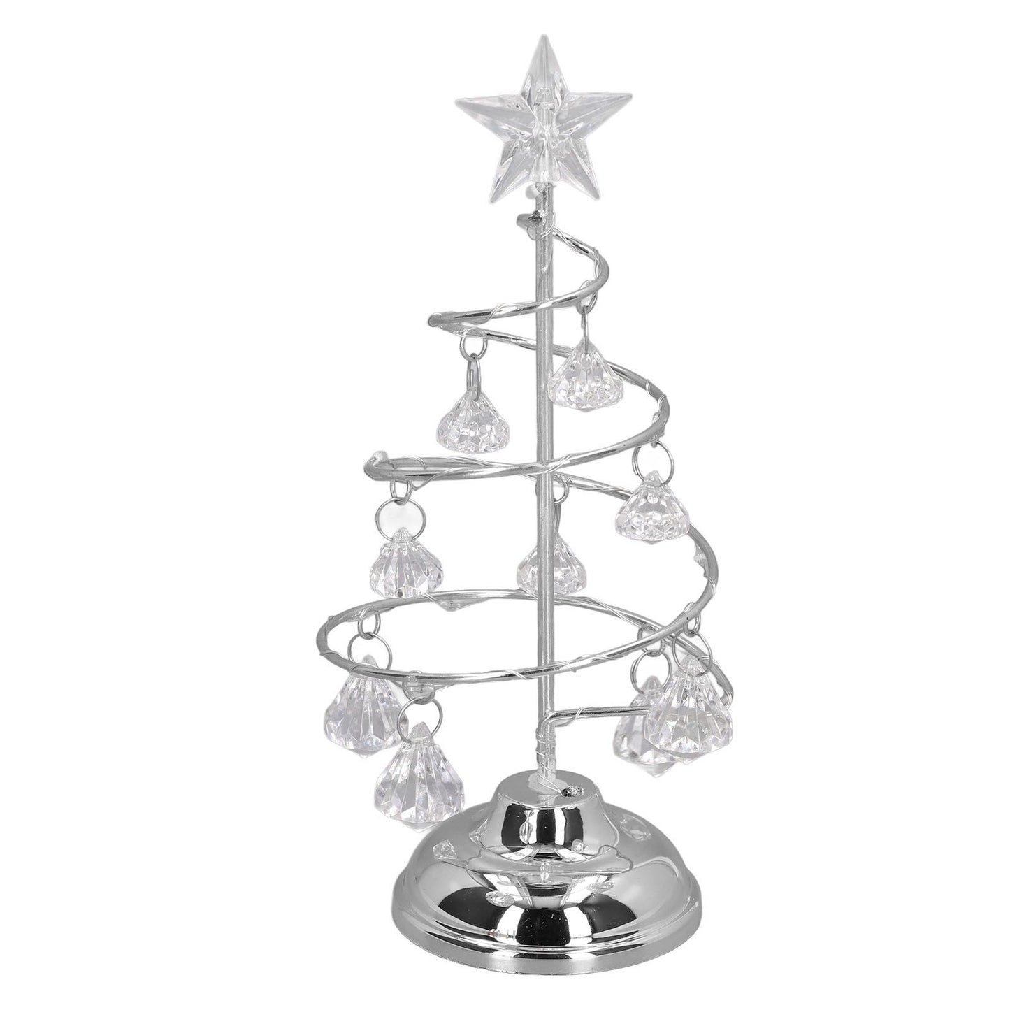LED Christmas Tree Lamp Small Crystal Decorative Iron Tree Night Light Ornament for Gift Silver White Light V1294-YM3115220096512-0421