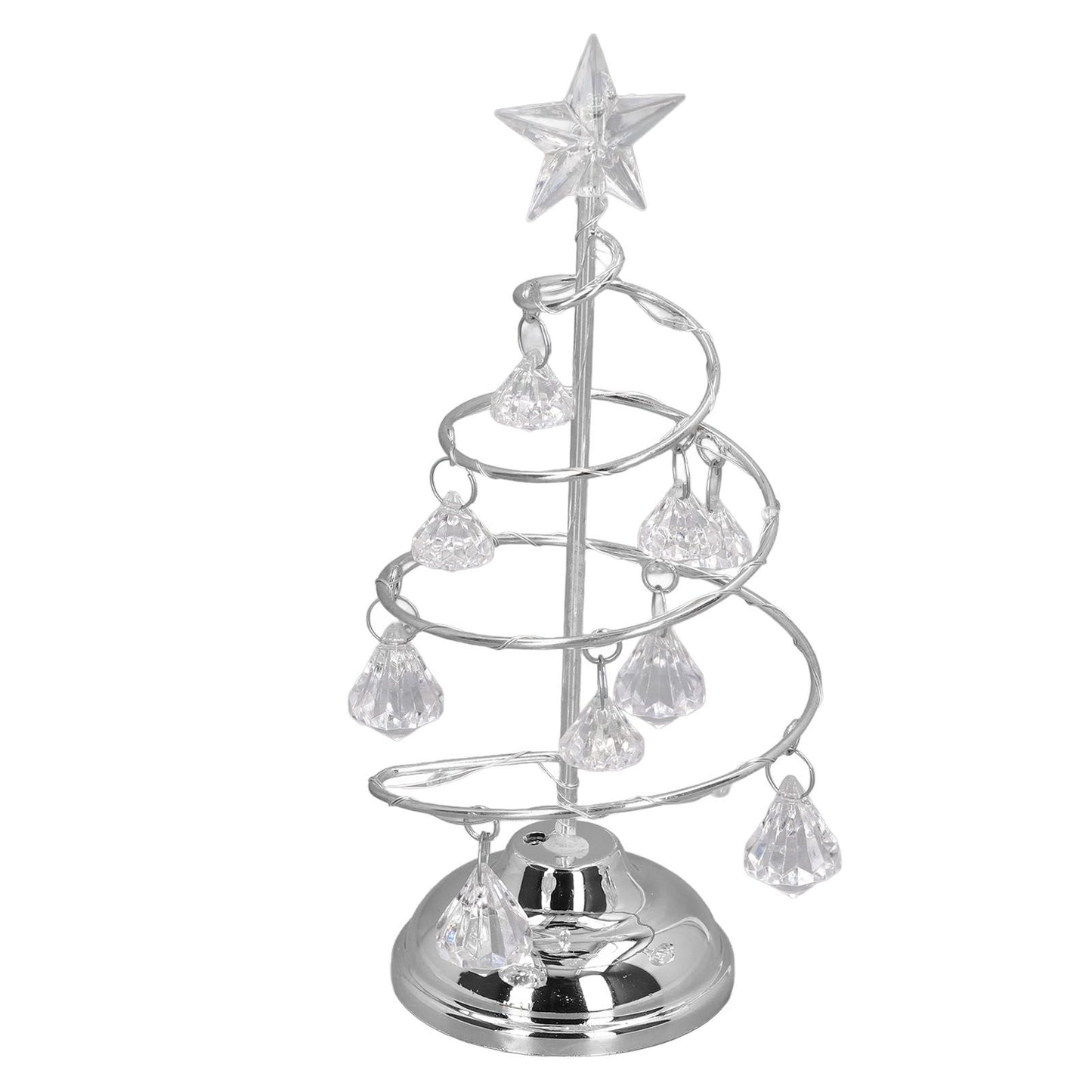 LED Christmas Tree Lamp Small Crystal Decorative Iron Tree Night Light Ornament for Gift Silver White Light V1294-YM3115220096512-0421