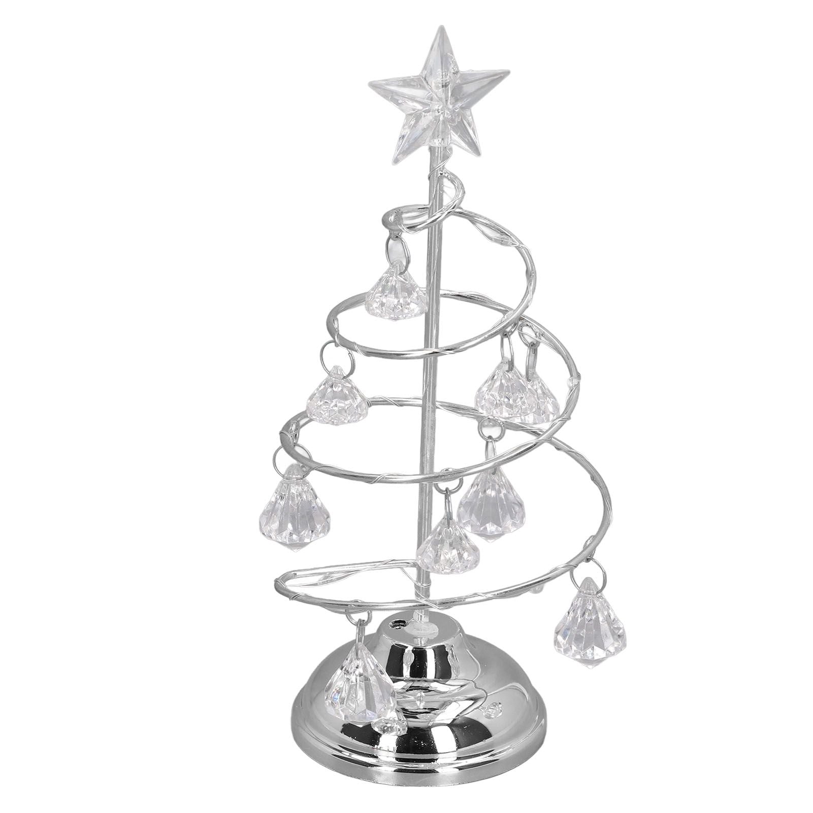 LED Christmas Tree Lamp Small Crystal Decorative Iron Tree Night Light Ornament for Gift Silver White Light V1294-YM3115220096512-0421
