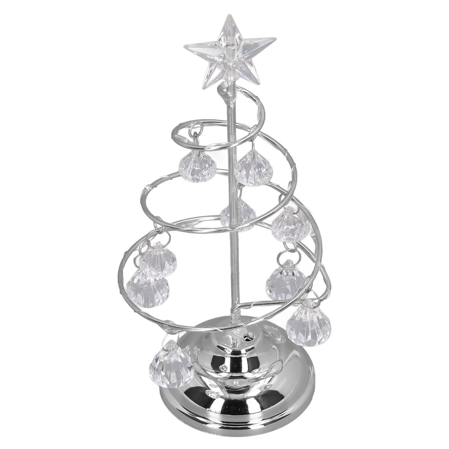 LED Christmas Tree Lamp Small Crystal Decorative Iron Tree Night Light Ornament for Gift Silver White Light V1294-YM3115220096512-0421
