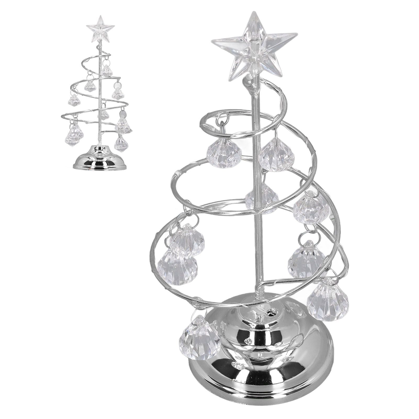 LED Christmas Tree Lamp Small Crystal Decorative Iron Tree Night Light Ornament for Gift Silver White Light V1294-YM3115220096512-0421