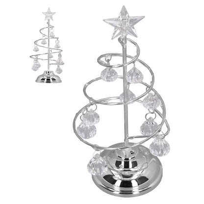 LED Christmas Tree Lamp Small Crystal Decorative Iron Tree Night Light Ornament for Gift Silver White Light V1294-YM3115220096512-0421