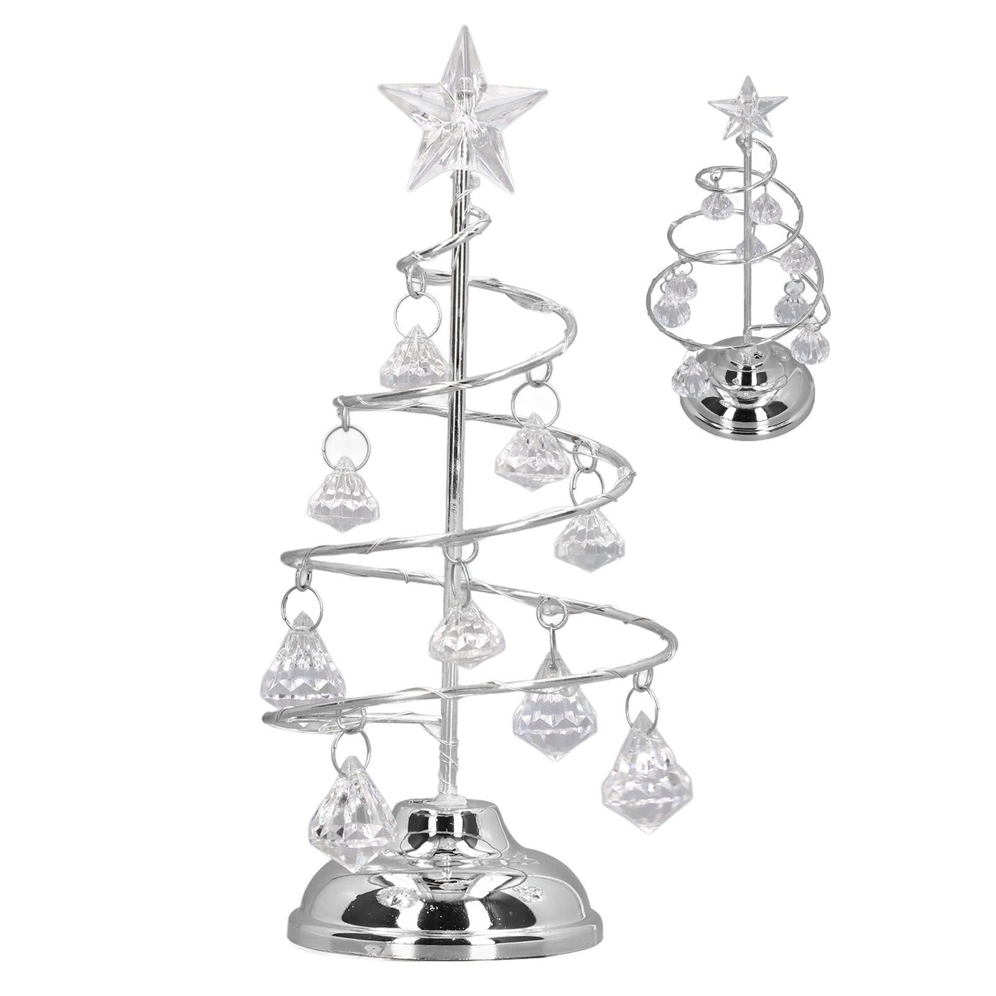 LED Christmas Tree Lamp Small Crystal Decorative Iron Tree Night Light Ornament for Gift Silver White Light V1294-YM3115220096512-0421