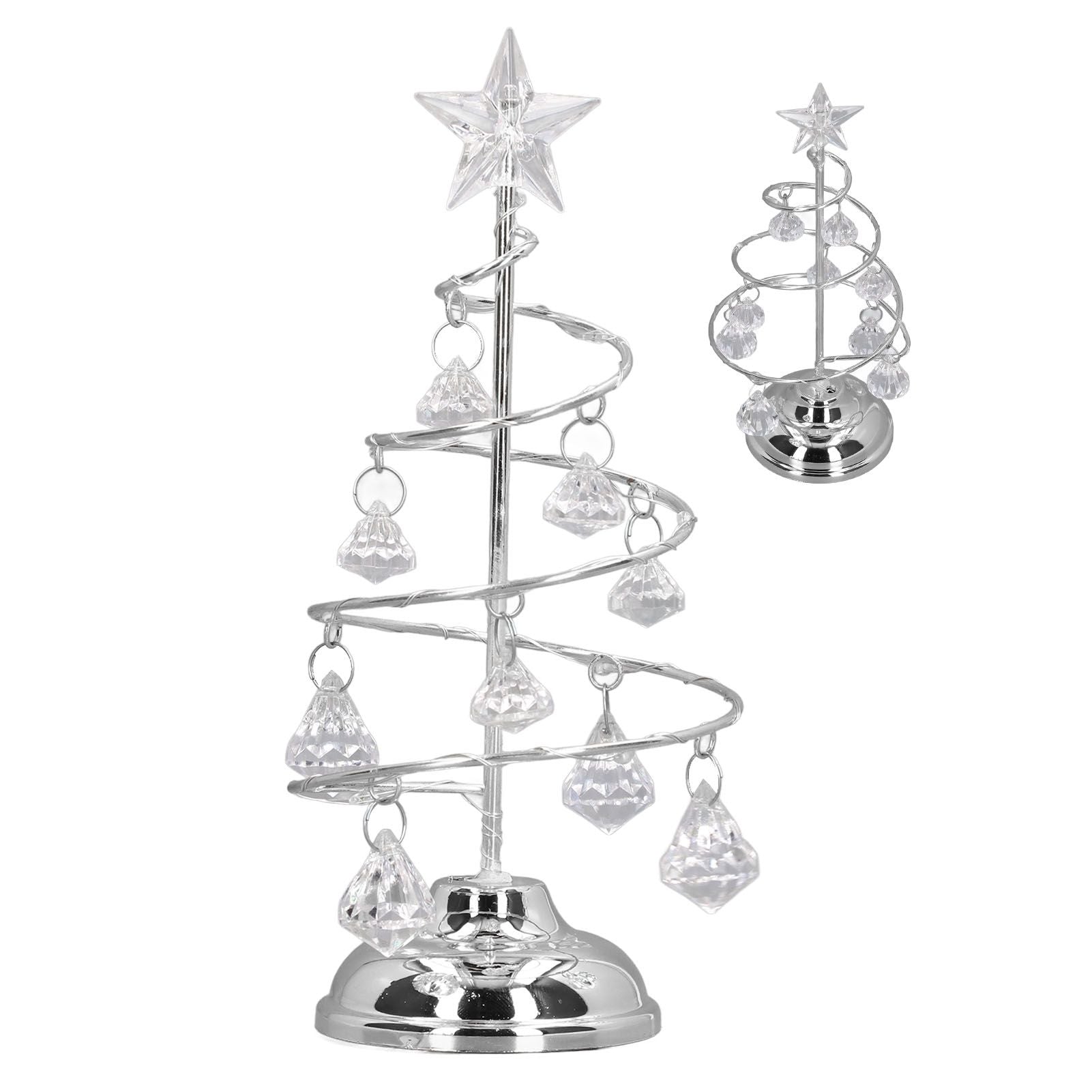 LED Christmas Tree Lamp Small Crystal Decorative Iron Tree Night Light Ornament for Gift Silver White Light V1294-YM3115220096512-0421
