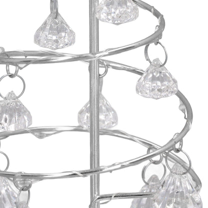 LED Christmas Tree Lamp Small Crystal Decorative Iron Tree Night Light Ornament for Gift Silver White Light V1294-YM3115220096512-0421