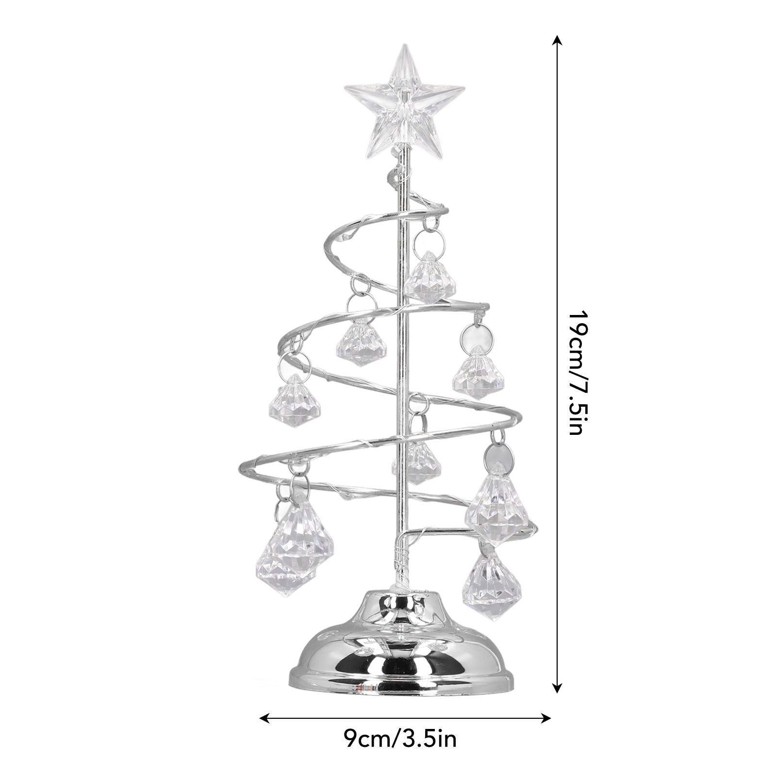 LED Christmas Tree Lamp Small Crystal Decorative Iron Tree Night Light Ornament for Gift Silver White Light V1294-YM3115220096512-0421