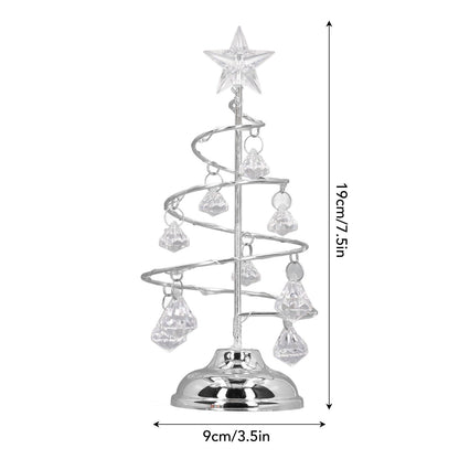 LED Christmas Tree Lamp Small Crystal Decorative Iron Tree Night Light Ornament for Gift Silver White Light V1294-YM3115220096512-0421